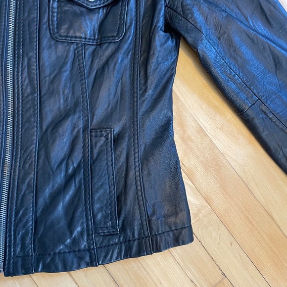 MICHAEL KORS Genuine Leather Moto Jacket Coat Tabbed Collar Y2K Boho Streetware - Picture 7 of 16